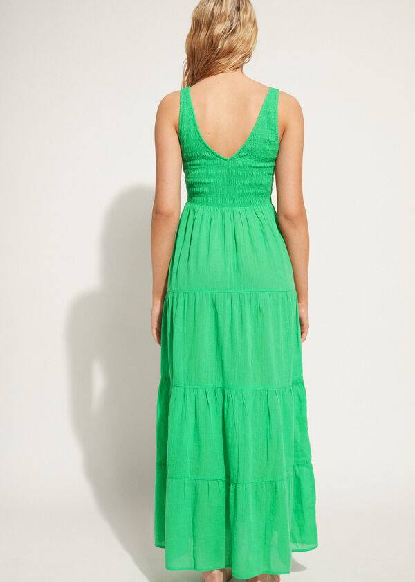 Cover Ups Calzedonia Long Dress with Ruffled Skirt Verdes | BR2101BC