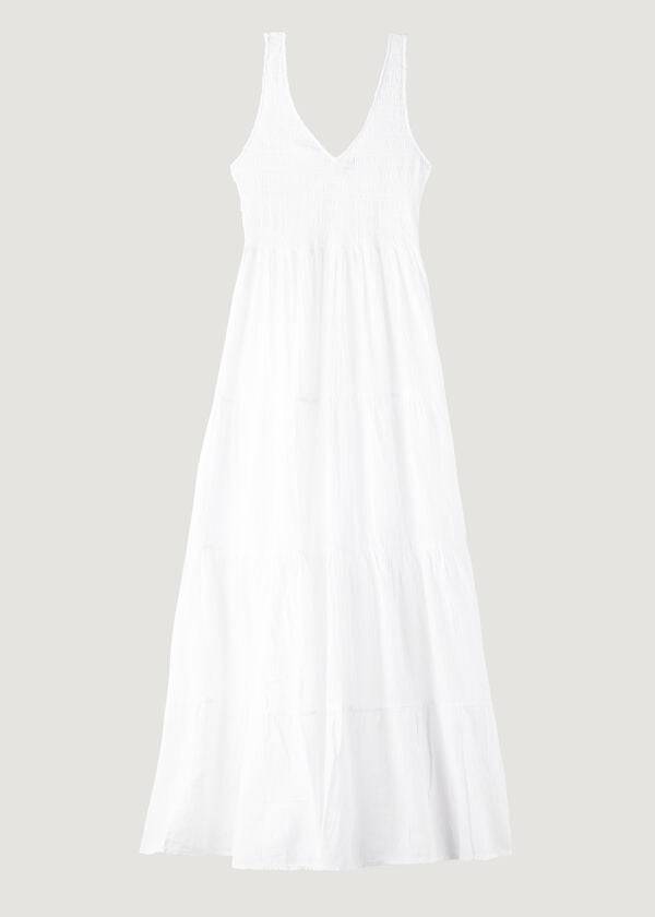 Cover Ups Calzedonia Long Dress with Ruffled Skirt Branco | BR2103MA