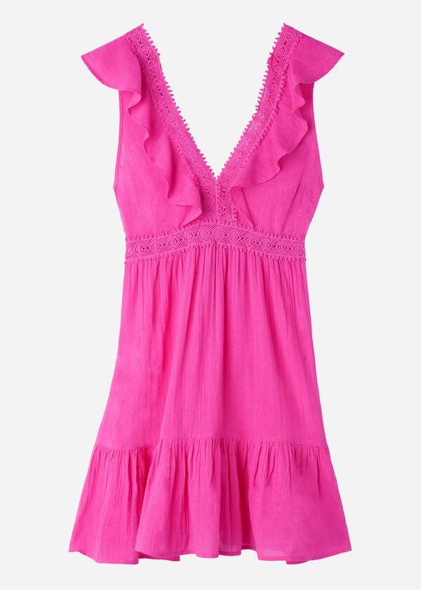 Cover Ups Calzedonia Mini Dress with Ruffle and Passementerie Rosa | BR2108TV