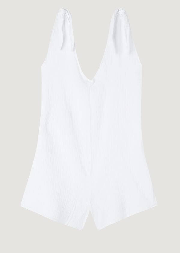 Cover Ups Calzedonia Short Cotton Romper Branco | BR2113PQ