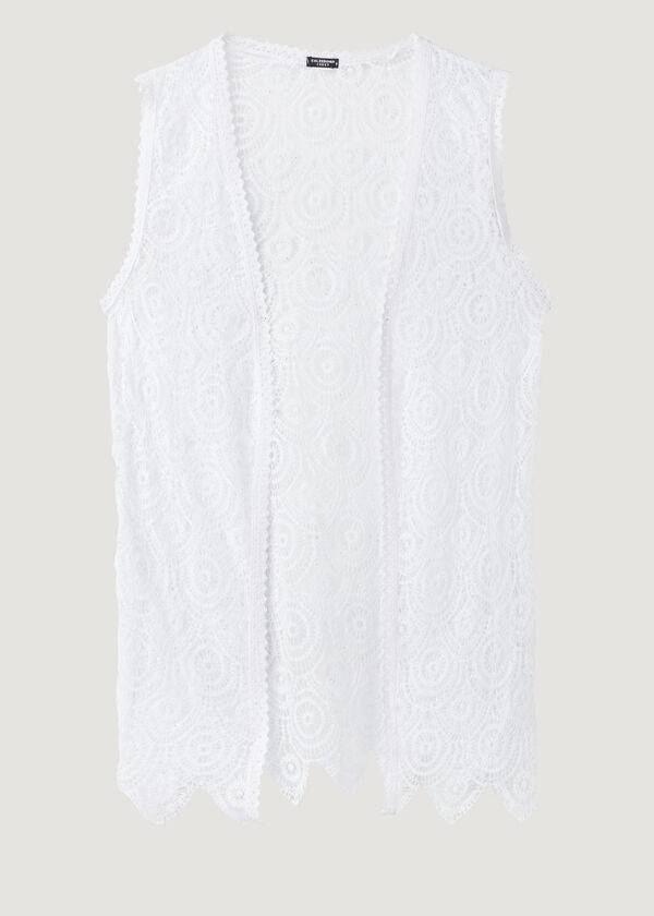 Cover Ups Calzedonia Sleeveless Crochet Branco | BR2116DN