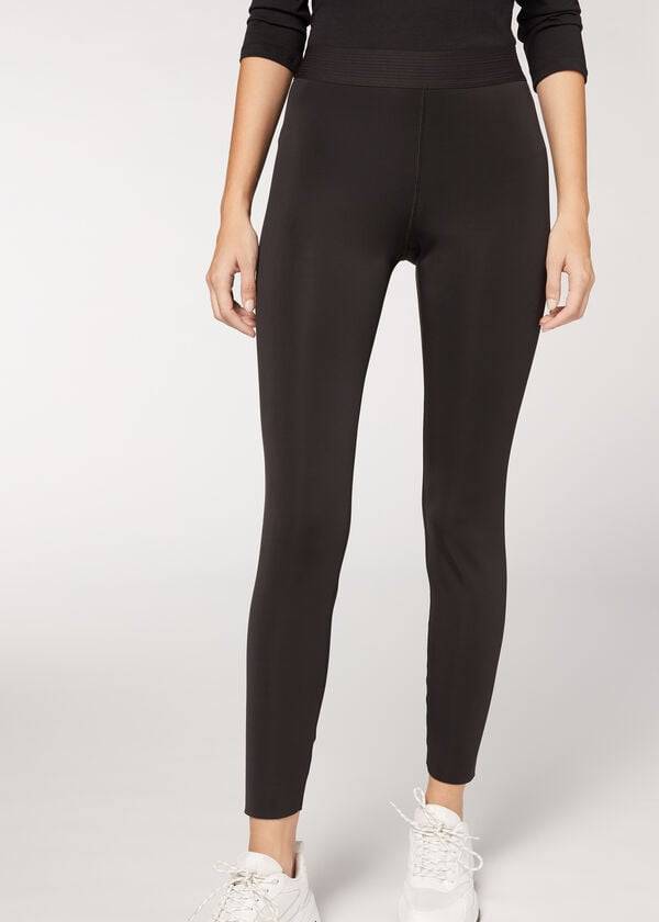 Leggings Calzedonia Double Faced Plush Pretas | BR2642GL