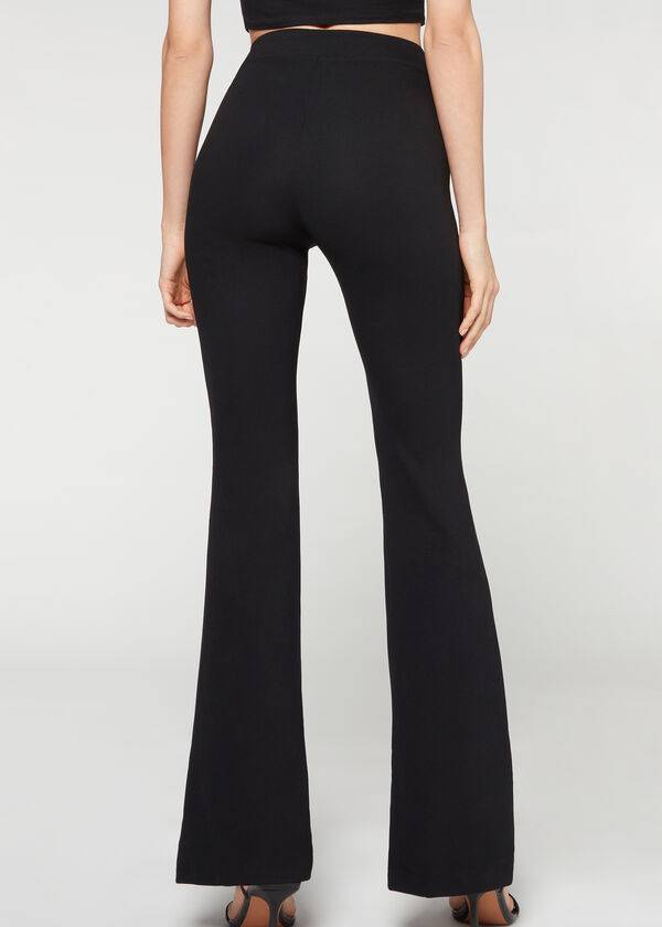 Leggings Calzedonia Flared Pretas | BR2653RW