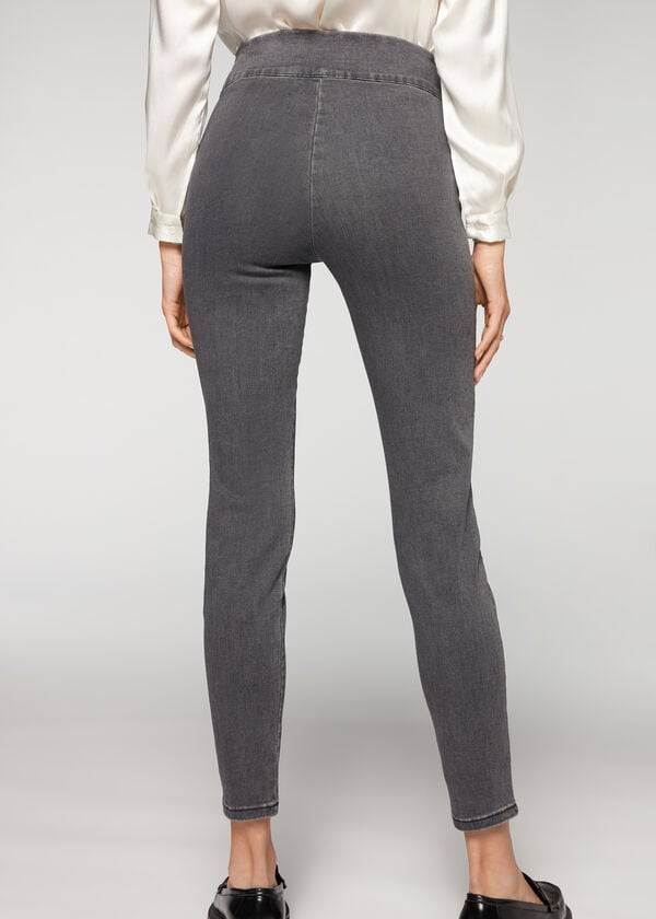 Leggings Calzedonia High Waist Skinny Denim Cinzentas | BR2656QZ