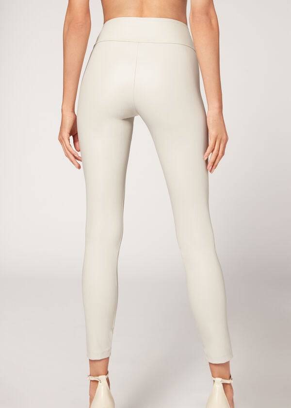 Leggings Calzedonia Leather Effect Branco | BR2665KI