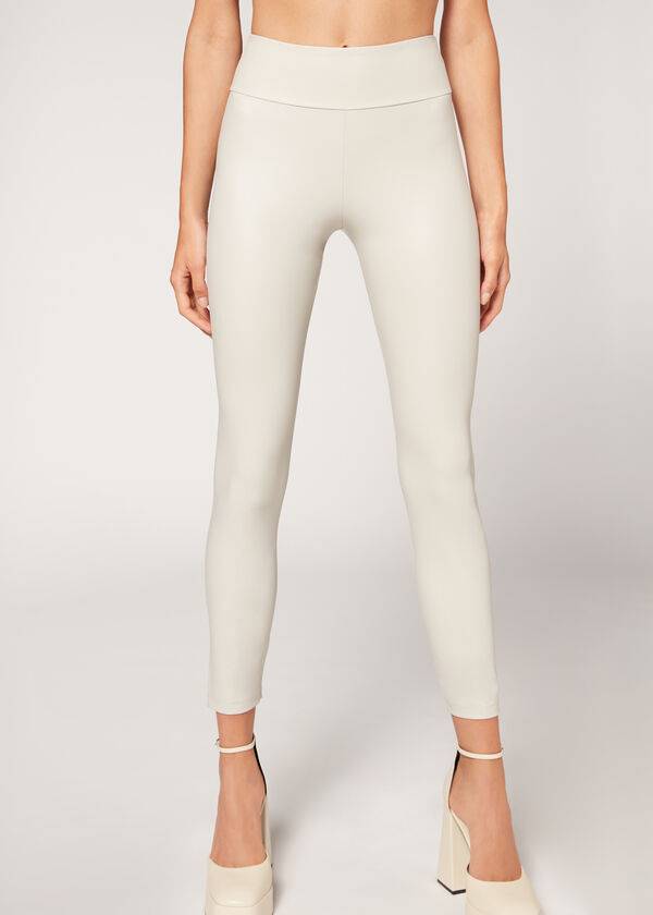 Leggings Calzedonia Leather Effect Branco | BR2665KI