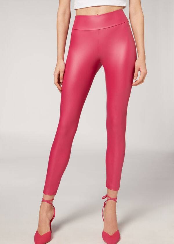 Leggings Calzedonia Leather Effect Rosa | BR2664LH