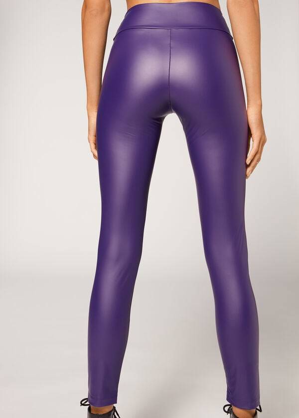 Leggings Calzedonia Leather Effect Roxo | BR2666JJ