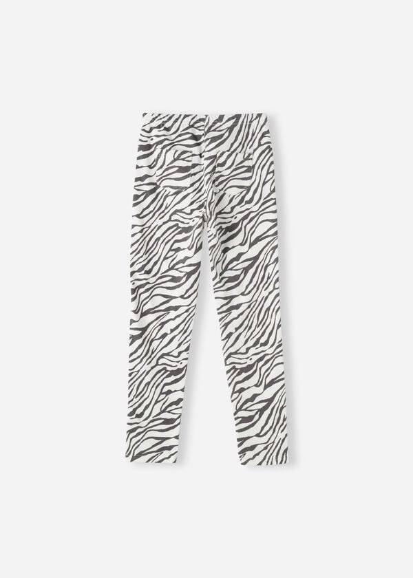 Leggings Calzedonia Paisley-Print Denim Criança Branco Pretas | BR3135QZ