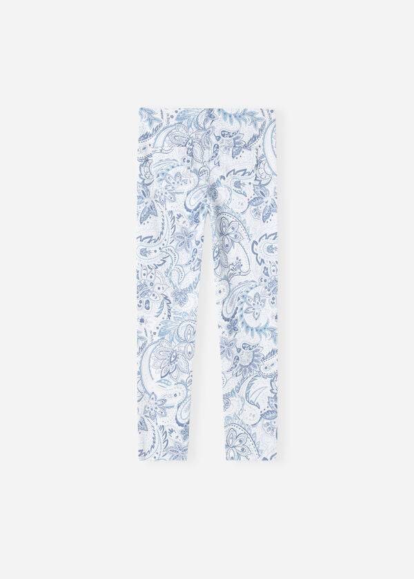 Leggings Calzedonia Paisley-Print Denim Criança Branco Azuis | BR3136MA