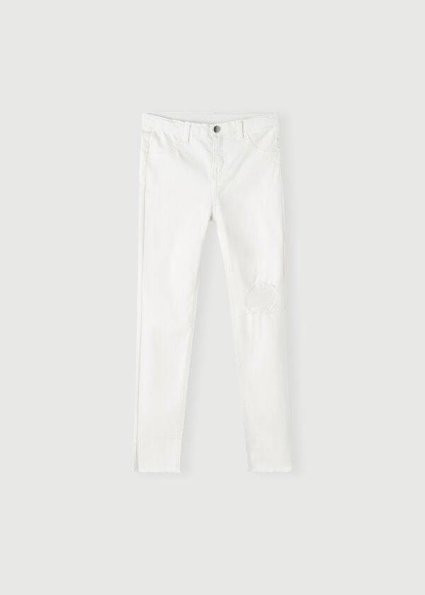 Leggings Calzedonia Ripped Stretch Skinny Criança Branco | BR3137NB