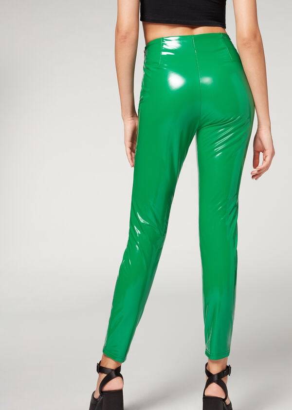 Leggings Calzedonia Skinny in Thermal Vinyl Verdes | BR2687CE