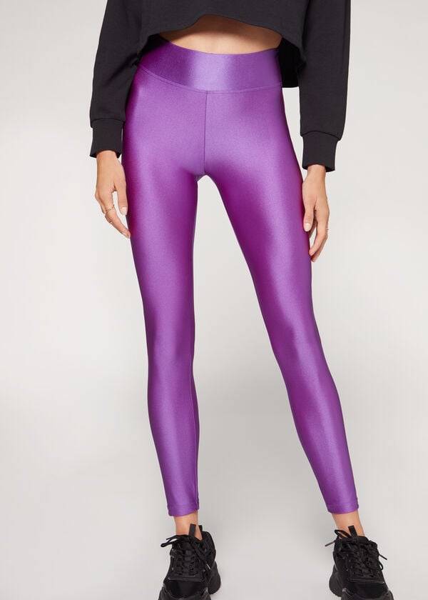 Leggings Calzedonia Super Shiny Roxo | BR2691KI