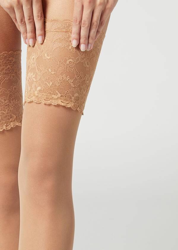 Meias Calzedonia 20 Denier Opaque Thigh-Highs Marrom | BR1238LH