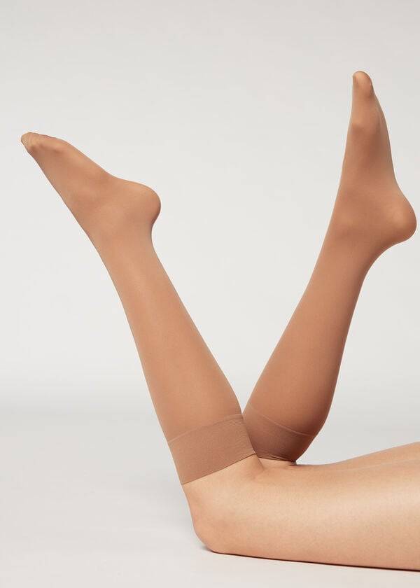 Meias Calzedonia 30 Denier Semi Opaque Microfiber Knee-Highs Long Bege | BR2231BC