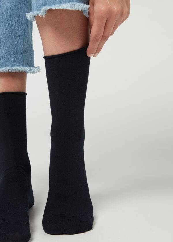 Meias Calzedonia Ankle with Cashmere Short Azuis | BR2343OR