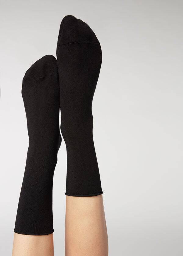 Meias Calzedonia Ankle with Cashmere Short Pretas | BR2345UT