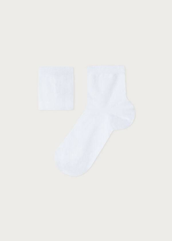 Meias Calzedonia Cotton with Fresh Feet Breathable Material Short Criança Branco | BR3104TV