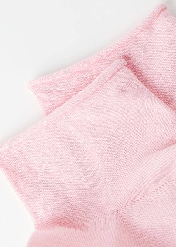 Meias Calzedonia Cuffless Short in Cotton Rosa | BR2394PQ