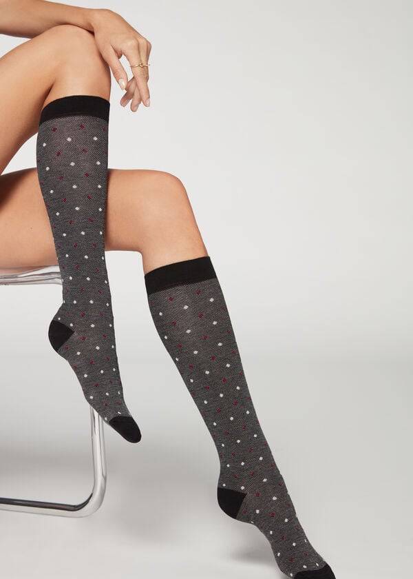 Meias Calzedonia Dot-Pattern Long Cinzentas | BR2239YU