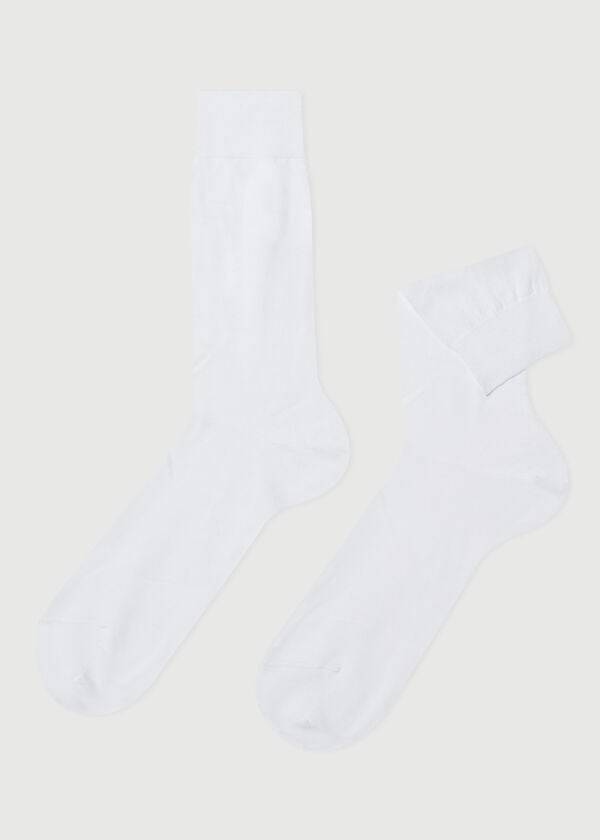 Meias Calzedonia Lisle Thread Crew Branco | BR2834JJ