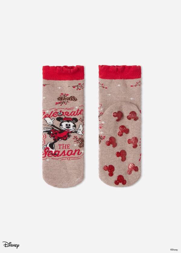 Meias Calzedonia Non-slip Disney Minnie Mouse Christmas Short Criança Marrom | BR3117KI