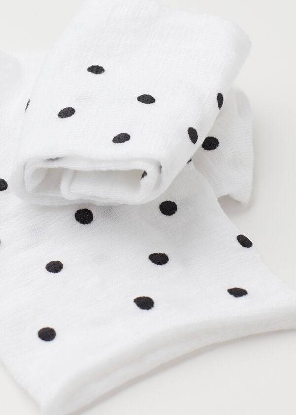 Meias Calzedonia Polka Dot Motif Short with Linen Branco | BR2468FM