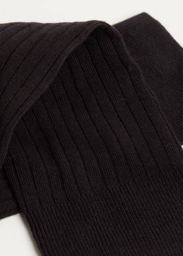 Meias Calzedonia Ribbed Long with Cashmere Pretas | BR2254XF