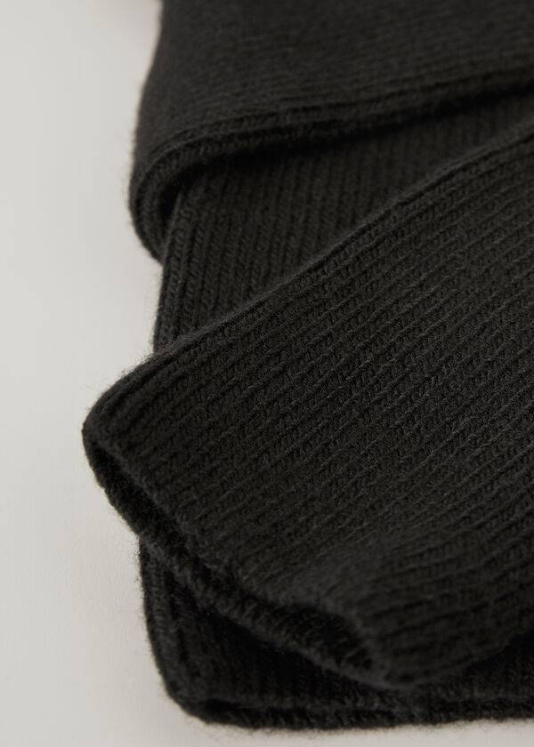 Meias Calzedonia Thigh High Socks with Open Knit Wool Pretas | BR1270NB