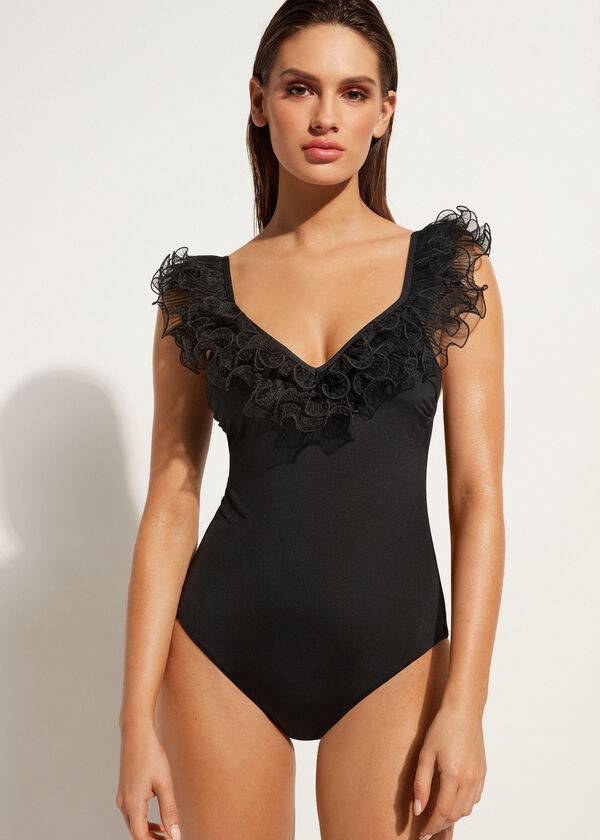 Swimsuits Calzedonia Lightly Padded One Piece Singapore Pretas | BR2153BC