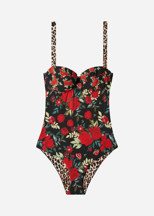 Swimsuits Calzedonia One Piece Reversible Lightly Padded Nizza Rosa | BR2170GL