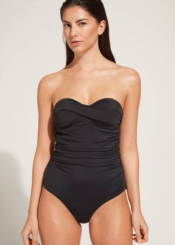 Swimsuits Calzedonia Padded One-Piece Roma Pretas | BR2185RW