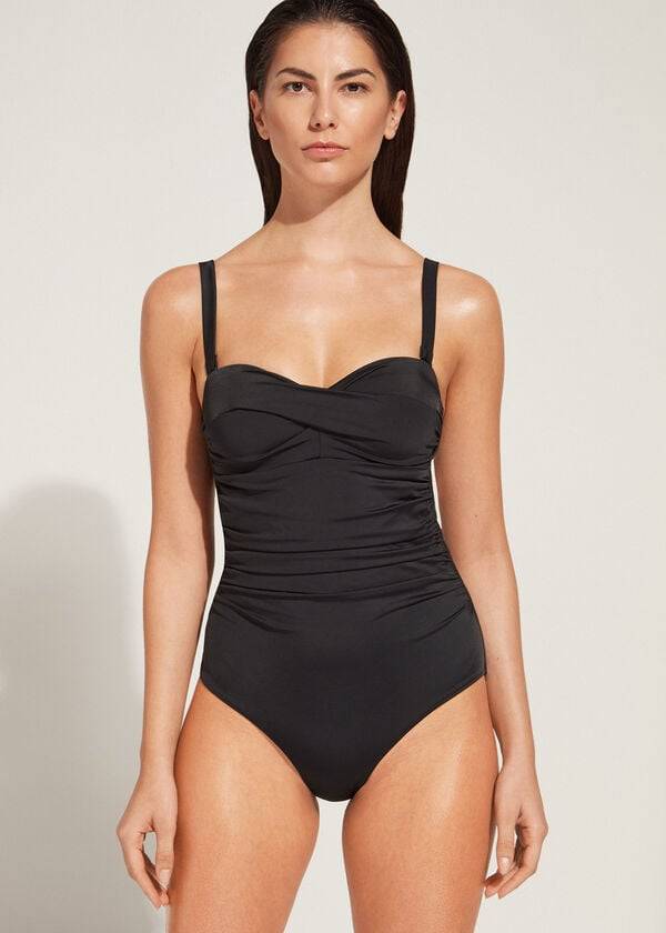 Swimsuits Calzedonia Padded One-Piece Roma Pretas | BR2185RW