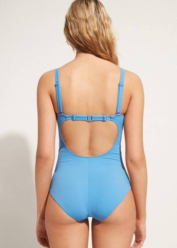 Swimsuits Calzedonia Padded One-Piece Roma Azuis | BR2186TV