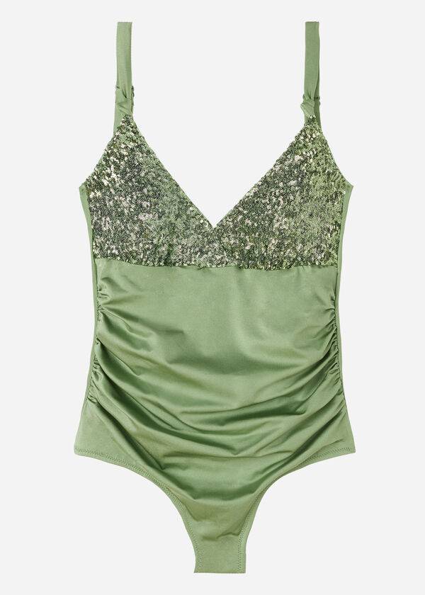 Swimsuits Calzedonia Padded One-Piece Shaping-Effect Cannes Verdes | BR2188UT