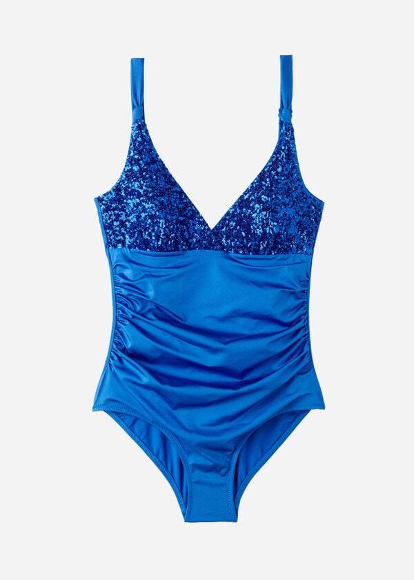 Swimsuits Calzedonia Padded One-Piece Shaping-Effect Cannes Azuis | BR2189IS