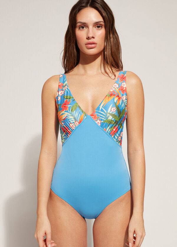 Swimsuits Calzedonia Padded One-Piece Shaping-Effect Maui Verdes | BR2195FM